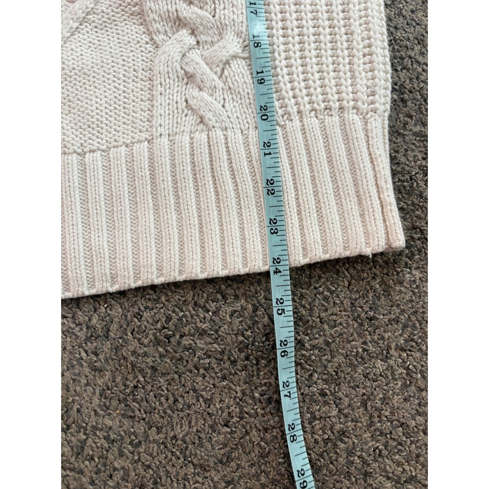 LOFT‎ Sweater Womens L Cream Cable Knit Popcorn Stitch Mock Neck Pullover Cozy - Picture 9 of 12